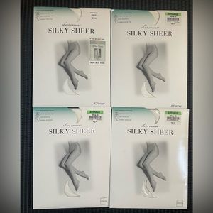4 Pairs Sheer Caress Silky‎ Sheer Pantyhose Sanity Control Average Size White 80
